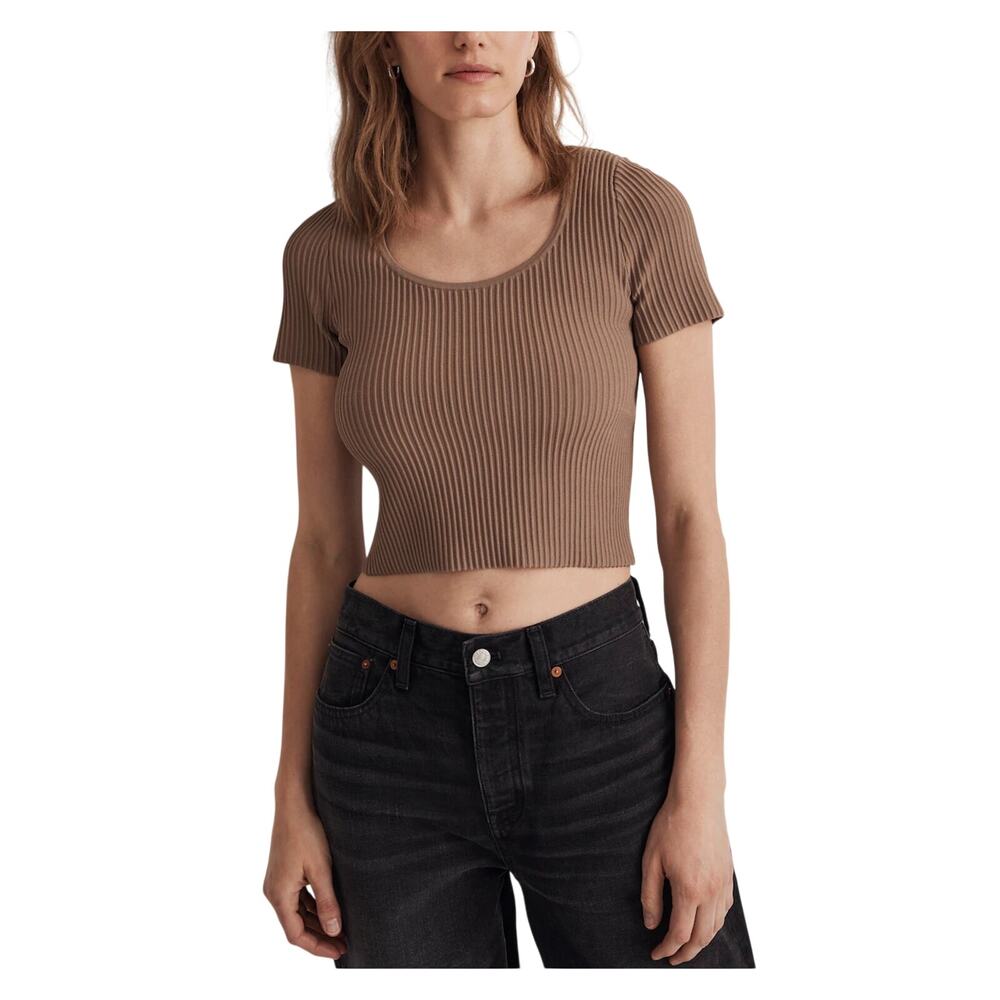 Madewell Ribbed Brown Sculpt Ottoman Tee Size S